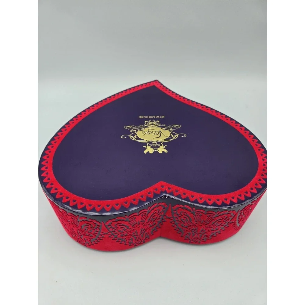 Vosges Chocolate Empty Box Red Purple Heart Flocked 8.5